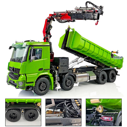 IN STOCK LESU 1/14 8x8 RC Metal Hydraulic Truck Dumper Tipper With Crane Z0017