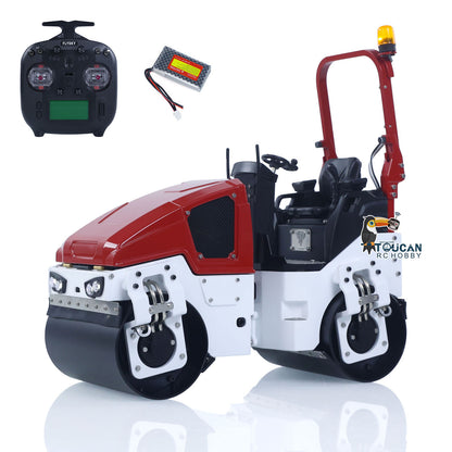 BW120AD 1/14 Metal Radio Controlled Road Roller Mini RC Construction Vehicle Finished Model Brushed ESC Battery Flysky ST8 Radio