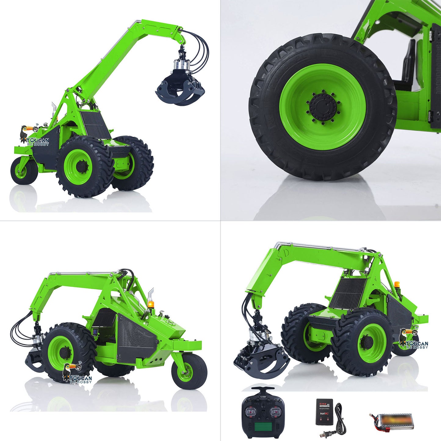 TOUCAN 1/14 RC Hydraulic Log Loader LESU AOUE 225A Remote Control Sugarcane Loader Grabber 4CH Valve RTR Model Battery Radio