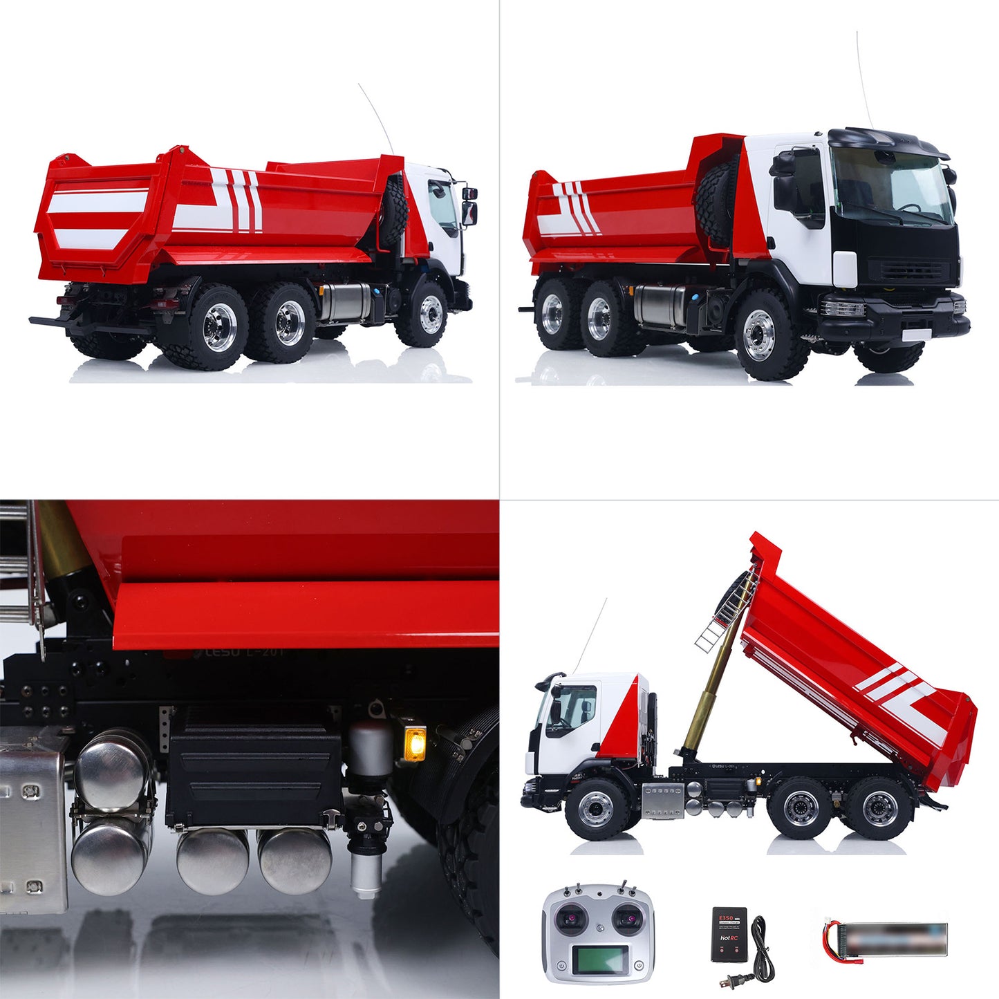 LESU 1/14 Hydraulic RC Dump Truck 6*6 RTR Radio Control Tipper 2Speed Gearbox Differential Lock Metal Chassis Flysky I6S Radio