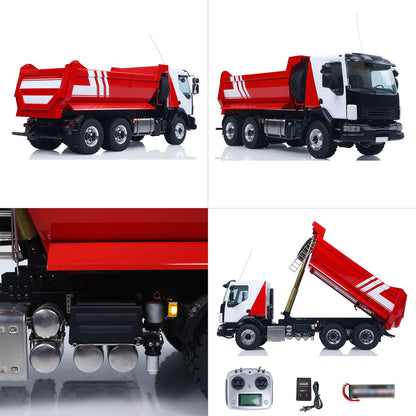 LESU 1/14 Hydraulic RC Dump Truck 6*6 RTR Radio Control Tipper 2Speed Gearbox Differential Lock Metal Chassis Flysky I6S Radio