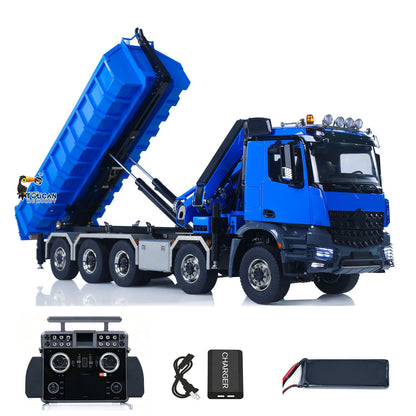TOUCAN 1/14 10x10 Remote Control Hydraulic Crane Dump Truck RC Full Dumper Rear Axle Lifting HobbyWing Brushed Motor 9CH Steel Valve