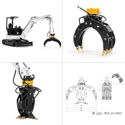 Metal Manual Quick Release Coupler Log Grapple Clamp Sieve Bucket Ripper for LESU Aoue PC30 B0003 1/14 RC Hydraulic Excavator Remote Control Mini Digger DIY Model