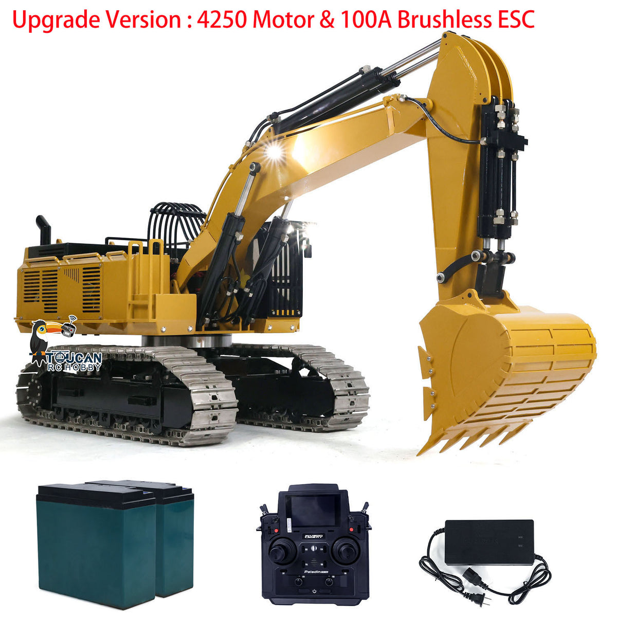 TOUCAN RC HOBBY 1/8 385CF Metal Hydraulic RC Excavator RTR 150KG Heavy Duty Remote Control Diggers Ready to Run Upgraded Version Models