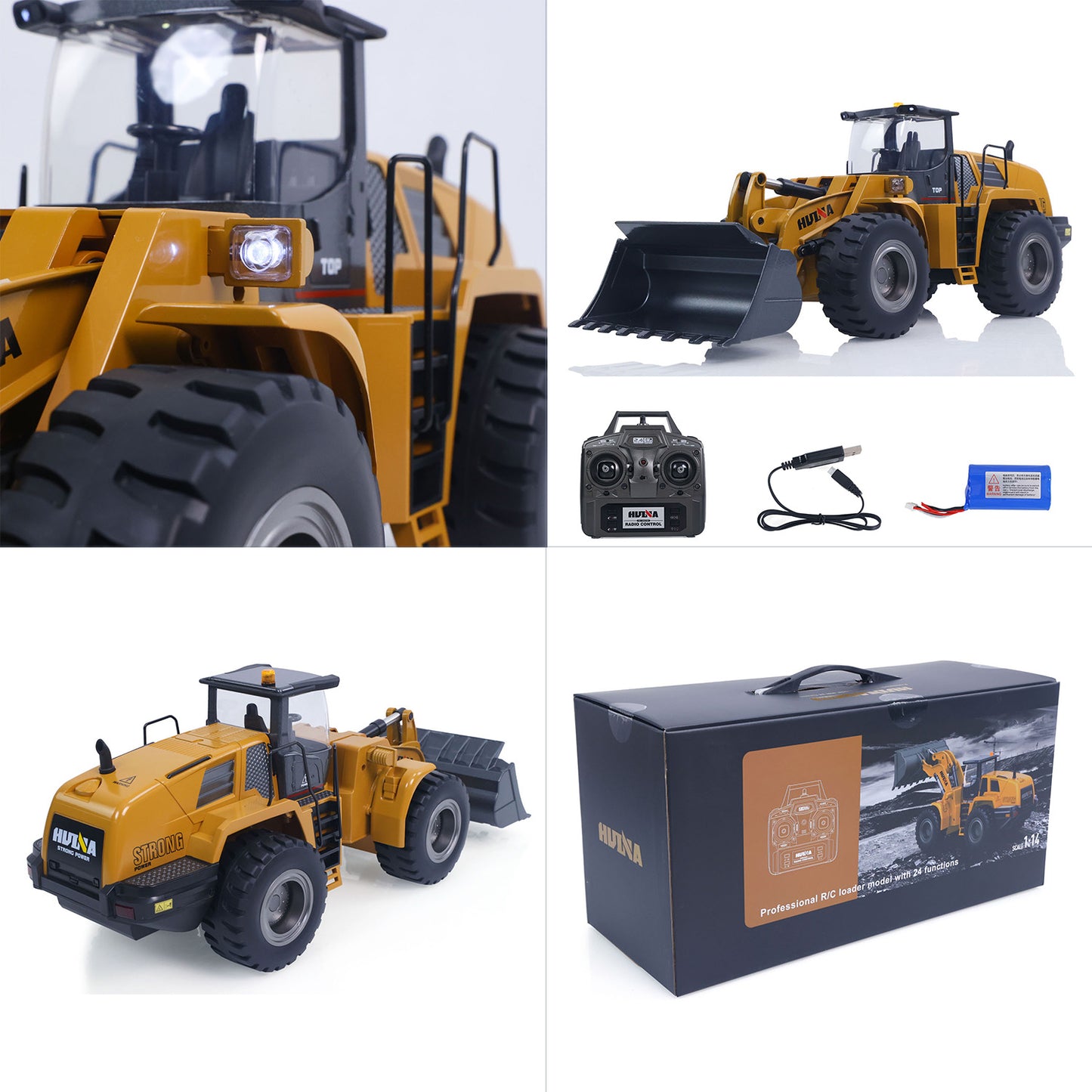 US STOCK 1/14 HUINA Toys 2.4G Radio Controlled Loader 1583 Electric Lifting System Lights Sound RC Construction Vehicles Assembled