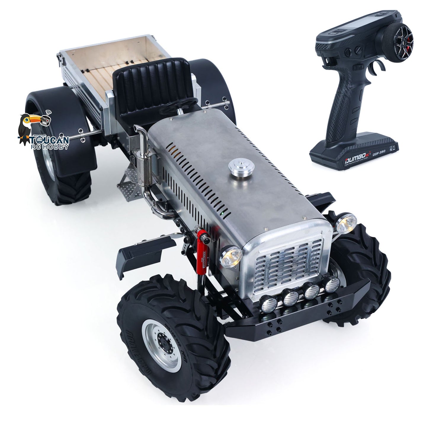 MD 4WD 1/10 Metal RC Tractor MD009 Remote Control Off Road Car Dual Motor Winch Axles Diff Lock Radio Light System No Battery
