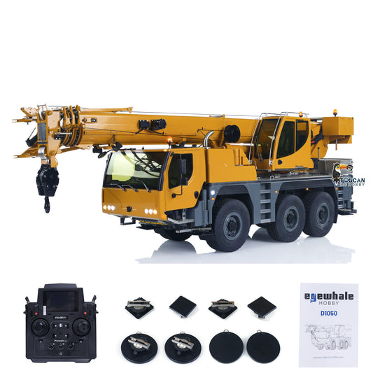 Eyewhale D1050 Metal 1/14 RC Hydraulic Mobile Crane Truck All Terrain Vehicle 3Axles Radio Control Hoist Model Paladin PL18EV