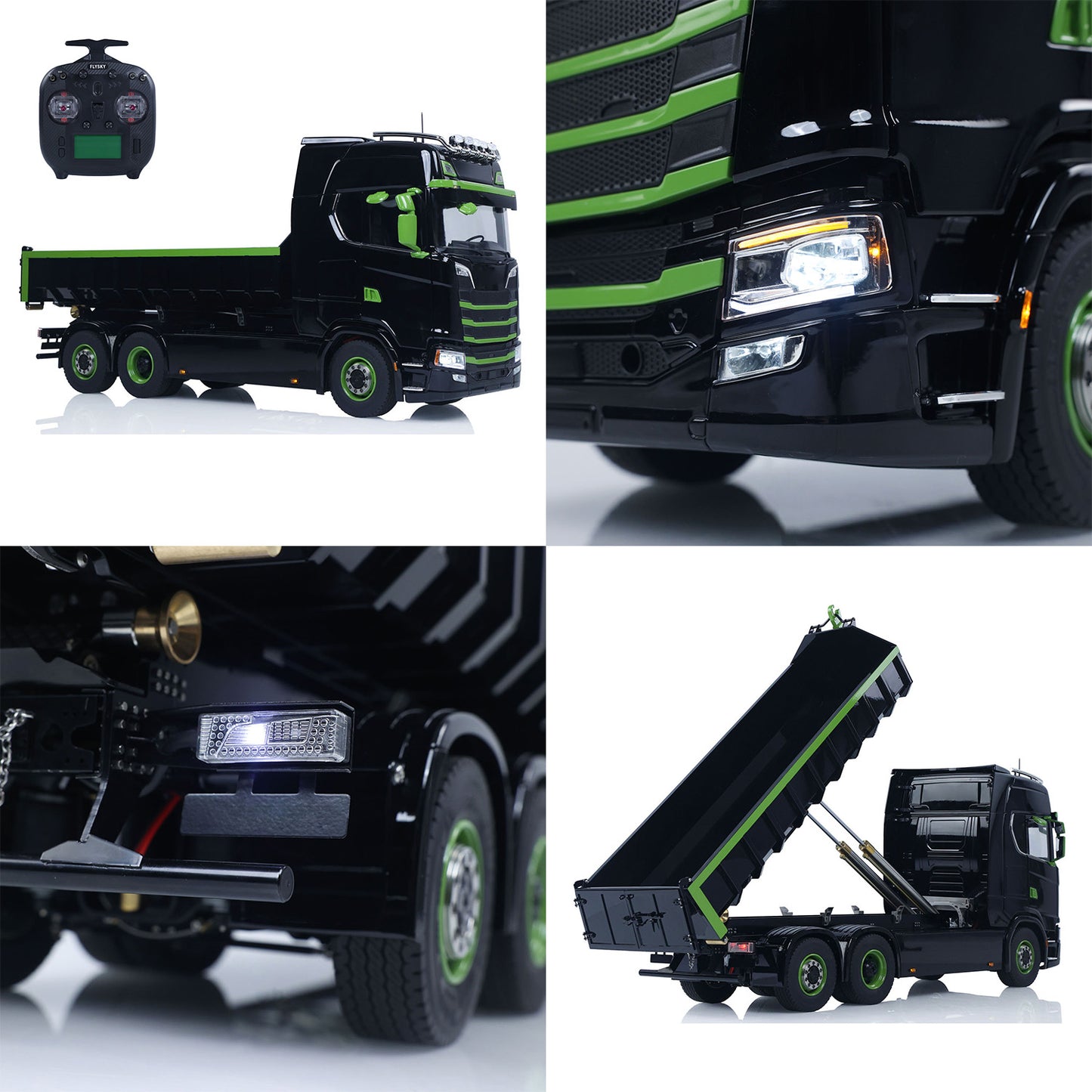 Fast Shipping Metal 6x6 1/14 Hydraulic RC Roll Off Dumper Truck Rear Axle Lifting Steering Car