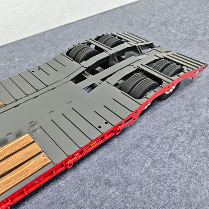 9.1Inches Width 1/14 Metal 2 Axles Gooseneck Lowboy Trailer for 1/14 Tamiya Remote Control Tractor Truck RC Vehicle Loader DIY Model Car Painted