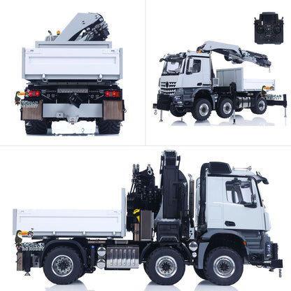 4151 AK Metal 1/14 RC Tractor Truck with Hydraulic Crane Fly Jib Arm Bucket 6*6 Remote Control Farm Car 3Speed Model Lorry Sound