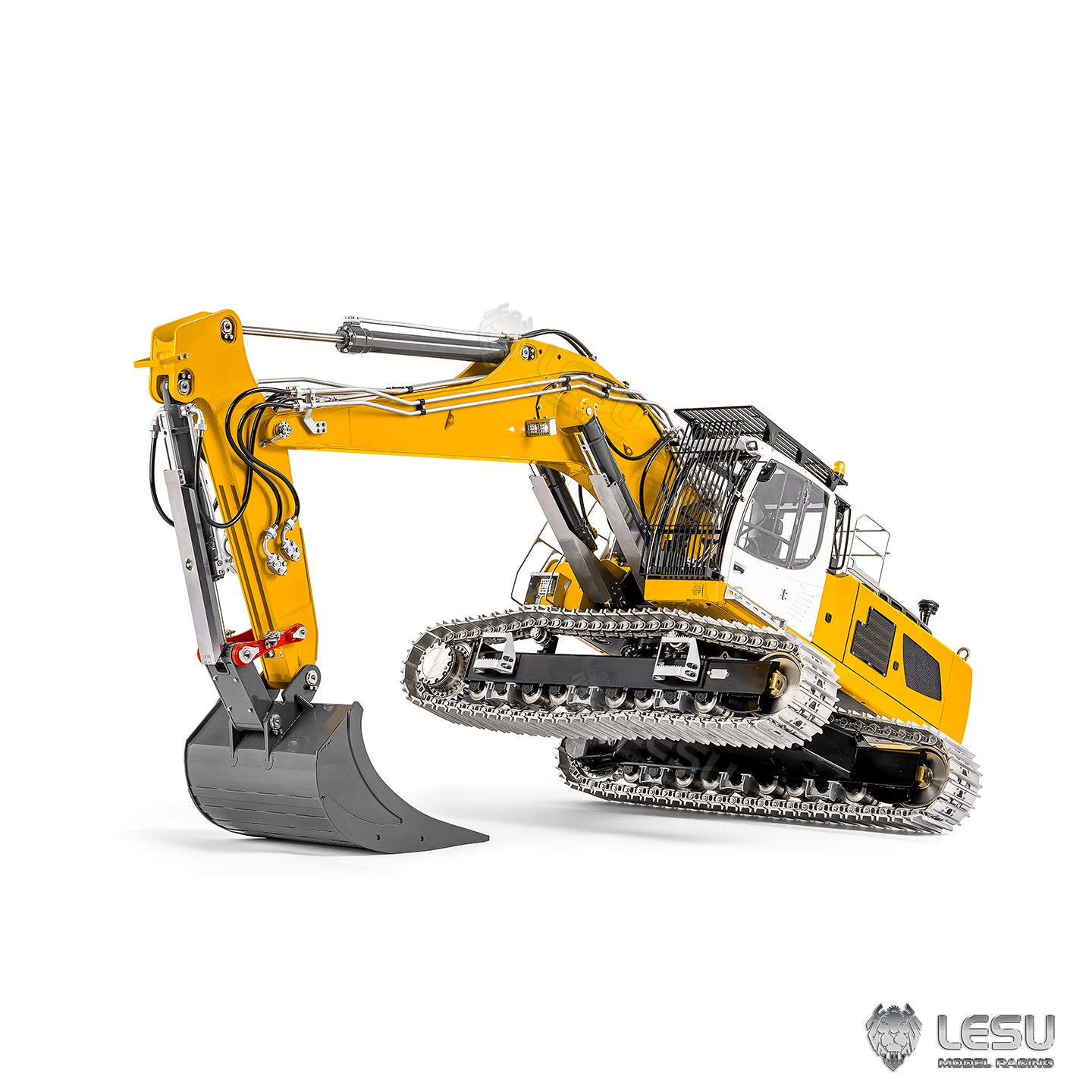 Metal LESU 1/14 RC Hydraulic Excavator 2 Arms LR956 Remote Control Digger Model 4MPA Dual Pumps Light 3S Battery PL18EV LITE