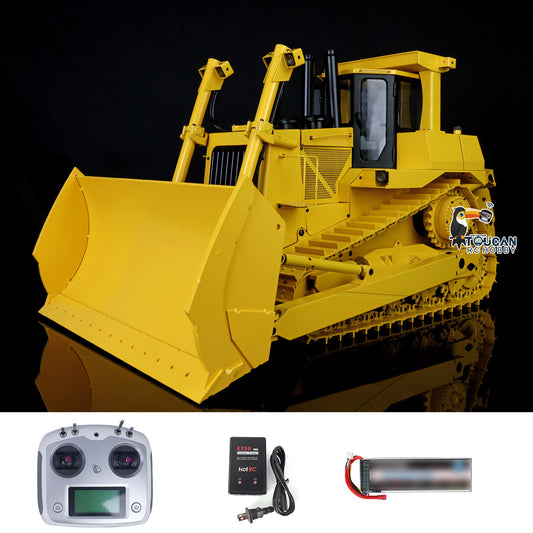 Bulldozer RC hydraulique DXR2 à chenilles D10T avec télécommande en métal 1/14, modèle avec système sonore 3T, expédition rapide