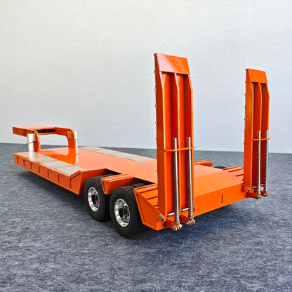 2 Axles Metal Lowboy Semi Trailer Spring Support Legs Tail Plate for 1/14 DIY Tamiya Remote Control Tractor Truck No Light Remote Controller