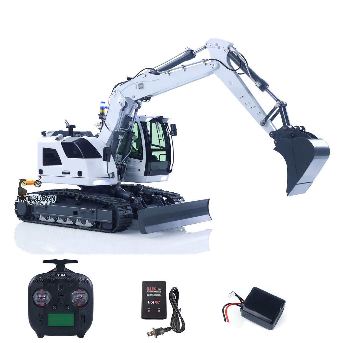 CUT Model 1/14 RC Hydraulic Excavator 914 5CH Valve Metal Remote Control Digger Construction Vehicle Warning Light Flysky ST8 Radio Sound System Charger