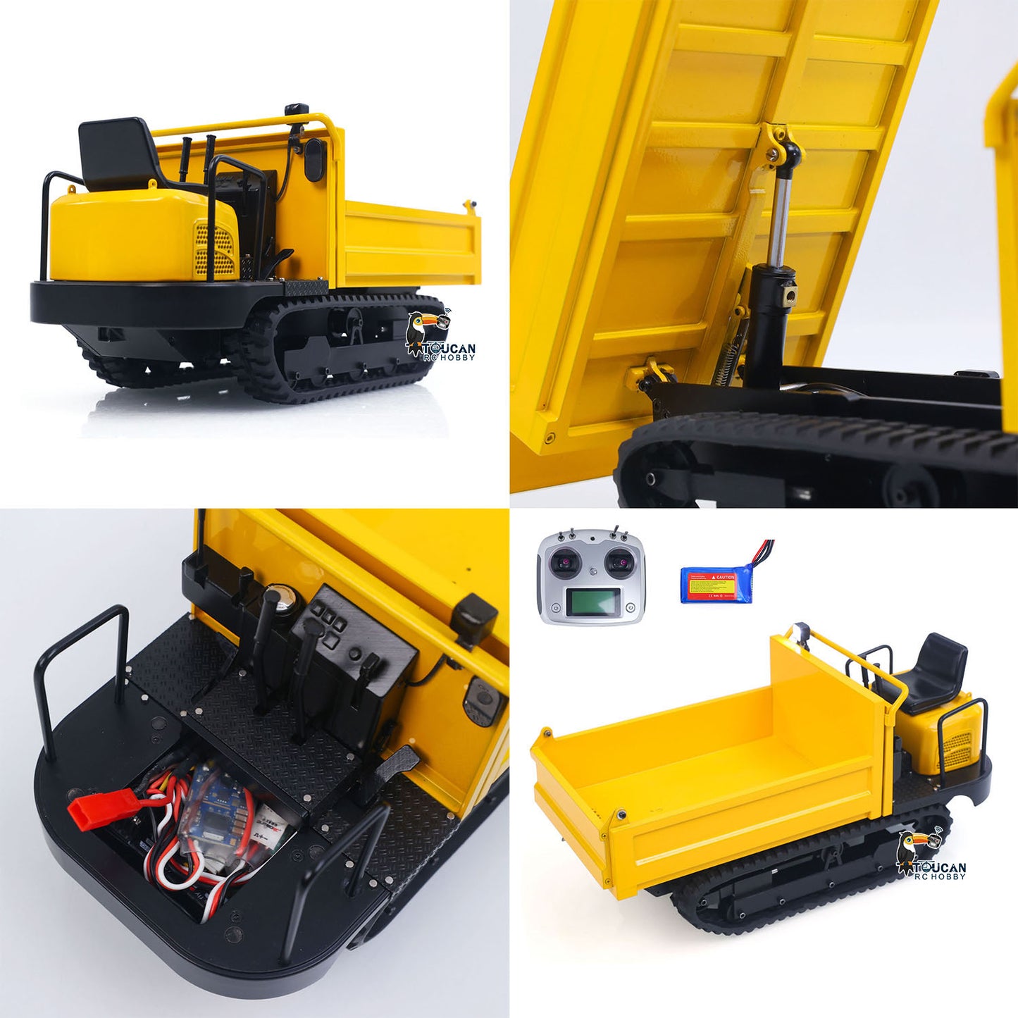 Metal 1/14 Remote Control Hydraulic Crawler Dump Truck RC Tipper Model Engineering Vehicle Light Sound Effect Flysky Radio Construction Machine