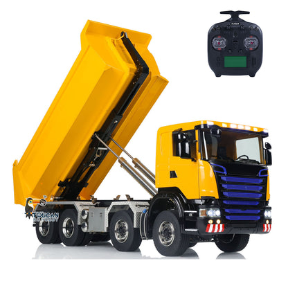 Metal 1/14 Remote Control Hydraulic Dump Truck 8x8 Full Tipper Car Differential