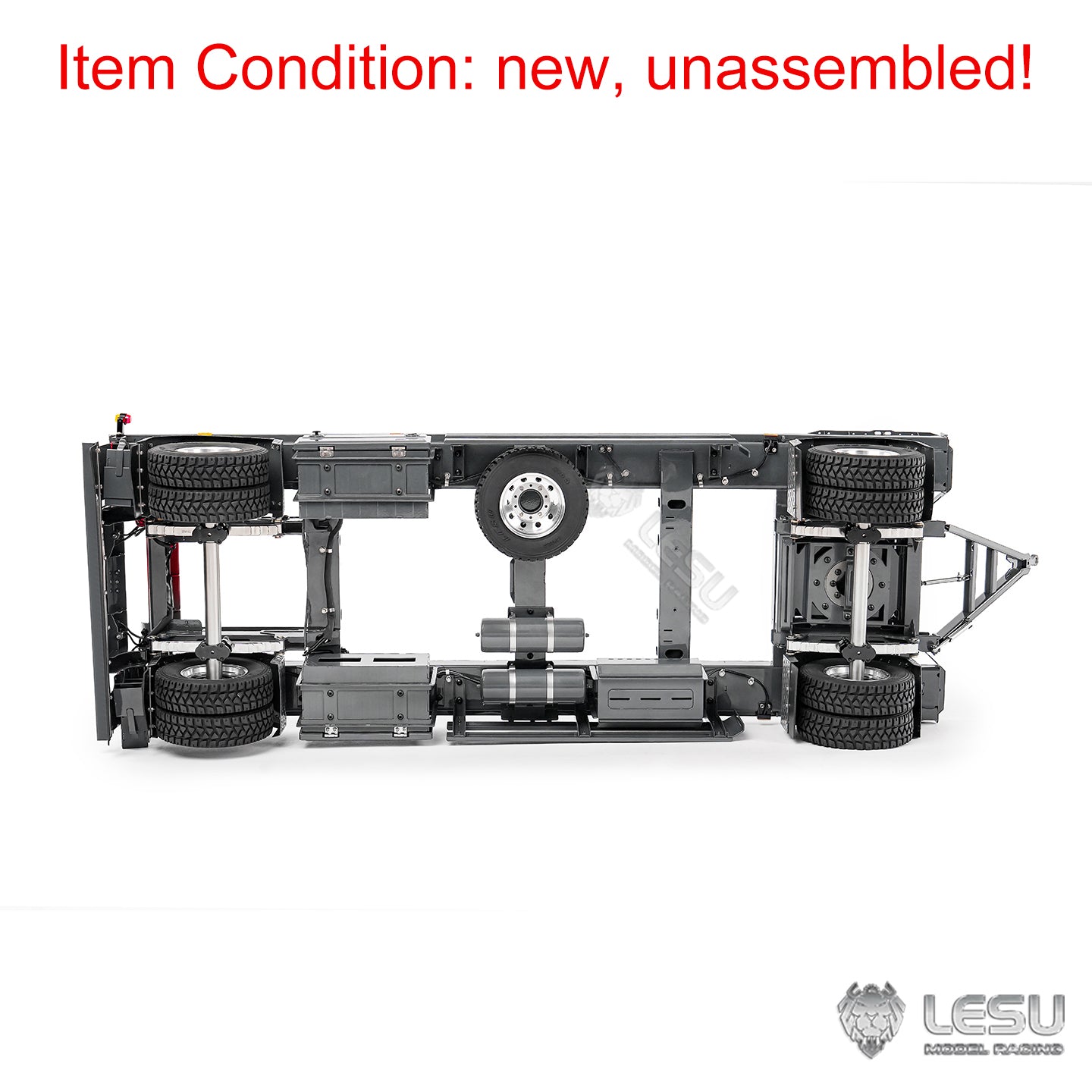 Painted Metal 1/14 RC Trailer A0065 KIT Lights Front Wheel Steerable for LESU Remote Control Hydraulic Roll on off Dumper Tipper