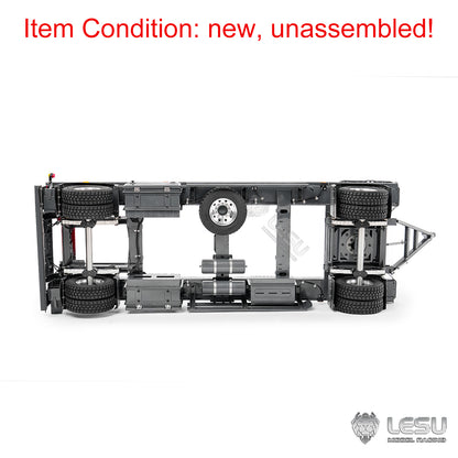 Painted Metal 1/14 RC Trailer A0065 KIT Lights Front Wheel Steerable for LESU Remote Control Hydraulic Roll on off Dumper Tipper