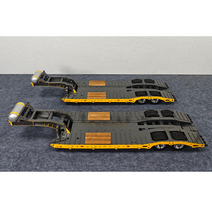 10.6Inches Width Metal 2-Axle Gooseneck Low Flatbed Trailer Sandblasted Finish for 1/14 TAMIYA Radio Controlled Tractor Truck DIY RC Model Car