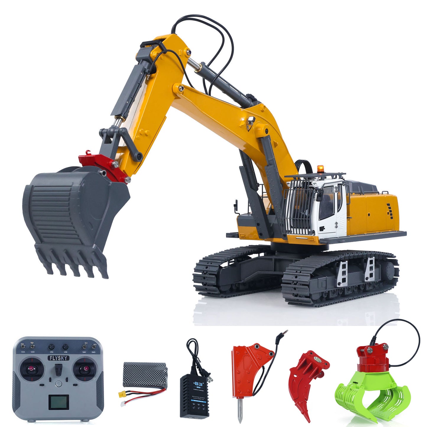 US STOCK 1/18 Kabolite 5901 100S Electric Lifting RC Excavator Flysky Remote Control Digger Engineering Vehicle Electric Ripper Hammer