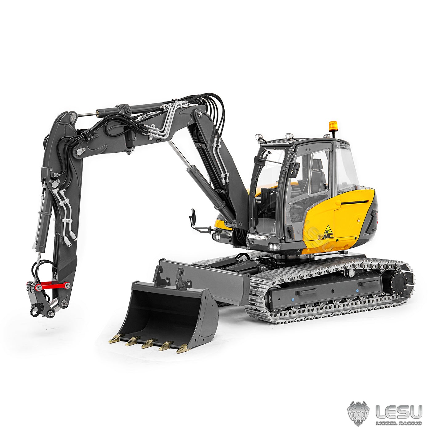 15MC LESU Metal 1/14 Hydraulic RC Excavator MC15 4 Arms Remote Control Digger Model 9 Ways Valve Dual Pumps Light Sound Radio Battery