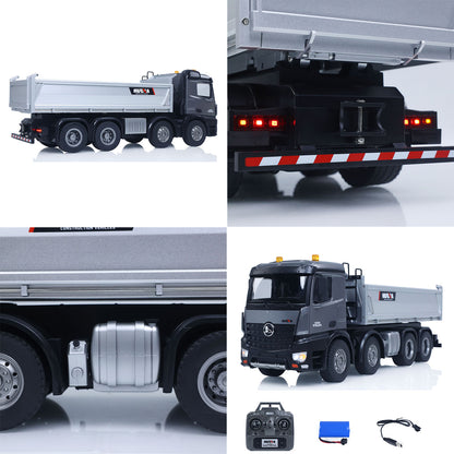 ONLY ONE US STOCK HUINA 1/14 Remote Control Dump Truck 12CH RC Tipper Finished Model Toy Gift RTR Light Sound Effects Radio USB Charging Cable