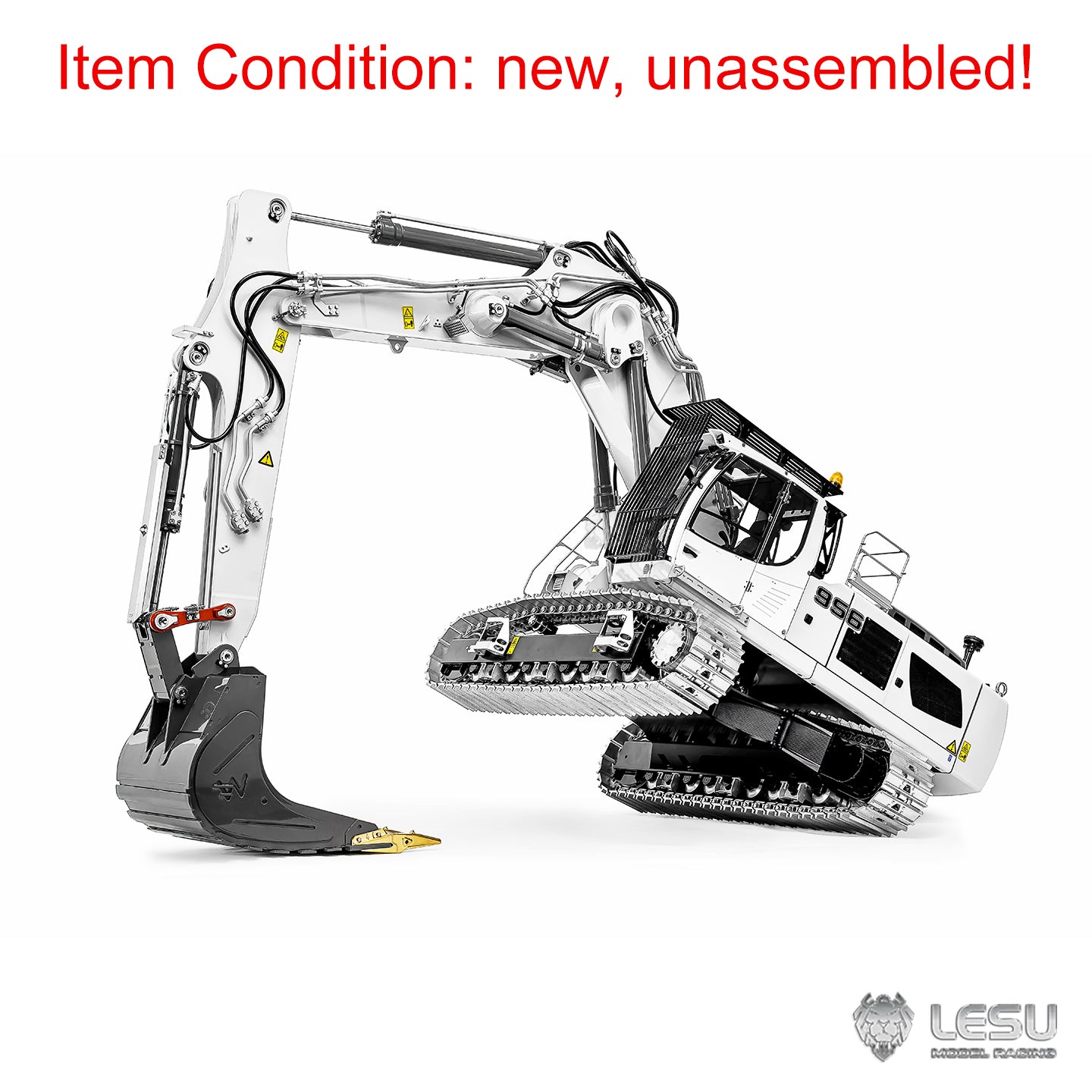 LESU 1/14 Remote Control Metal Hydraulic Excavator Aoue LR956 KIT 3 Arms RC Digger Model 7CH Valve GPS 4MPA Dual Pumps Light ESC
