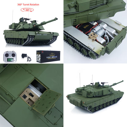 1/16 TOUCAN Remote Control Battle Tank 3918 Abrams M1A2 Metal Gearbox 360 Rotation Barrel Recoil Elevation Laser Aiming Light