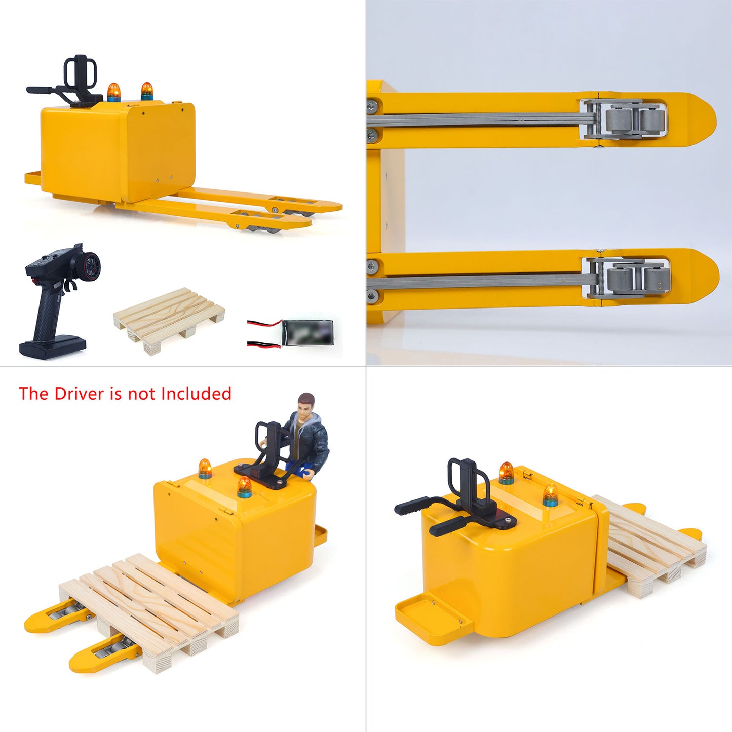 US Stock 1/14 Electric Remote Control Reach Forklift Hobbywing ESC Servo Motor Ready to Run Warehouse RC Model Collection Warning Light