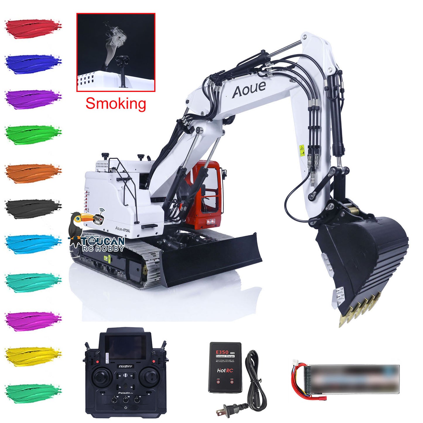 LESU 1/14 Aoue Metal ET26L Painted Assembled RTR Hydraulic Three-section RC Excavator B0012 With PL18EV Transmitter Smoke Function