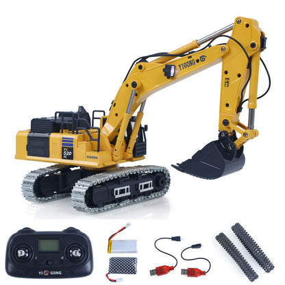 Fast Shipping 1/50 RC Digger PC520 Electric Lifting Radio Control Excavator Engineering Vehicle Metal Tracks Lights Sound Small Toy Collection