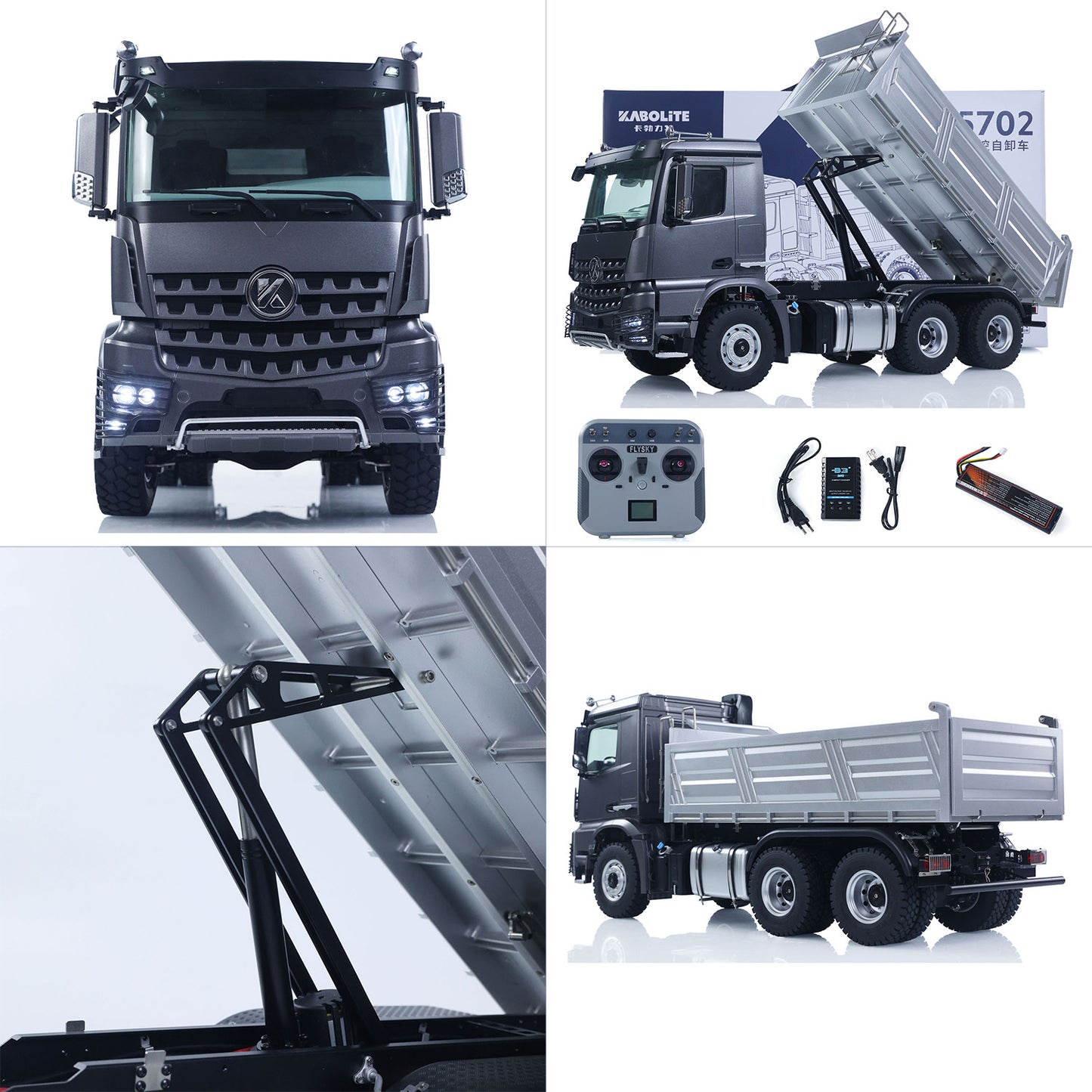 1/14 2.4G Remote Control Electric Lifting Dumper 5702 Model 6*6 Tipper Vehicle 2Speed Sound Light Motor RTR Car Gifts Adults