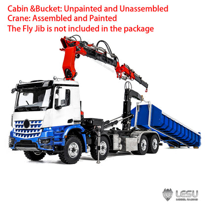 LESU Z0122/Z0123 1/14 Hydraulic RC Crane Dump Truck 8x8 Telescopic/Folding Hook Lift Remote Control Dumper with Metal Chassis 3 Speed Gearbox