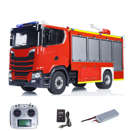 1/14 Electric Fire Truck SC 770S Remote Control Vehicle i6S Radio Metal Chassis 11.1V Battery 2Speed Gerabox Water Spraying RC Model Car