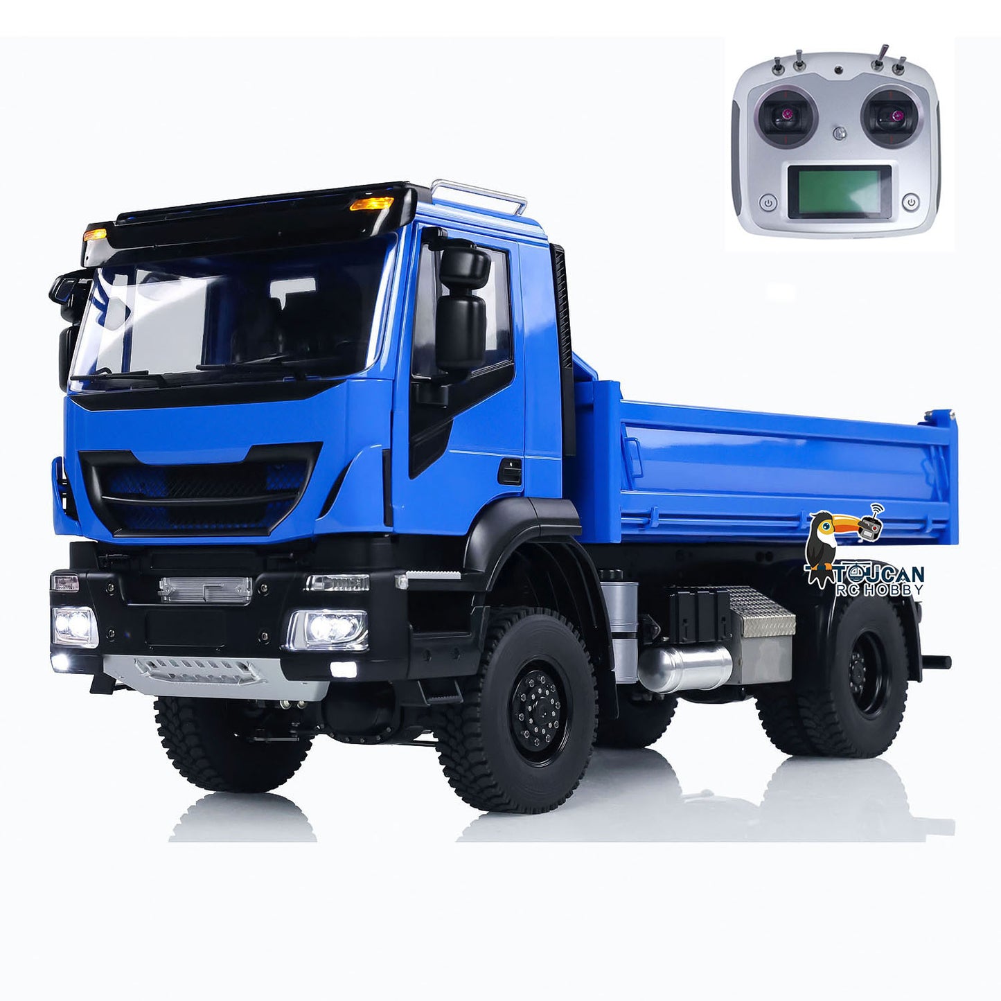 Metal 1/14 4x4 RC Hydraulic Dump Truck RC Tipper Customized Blue