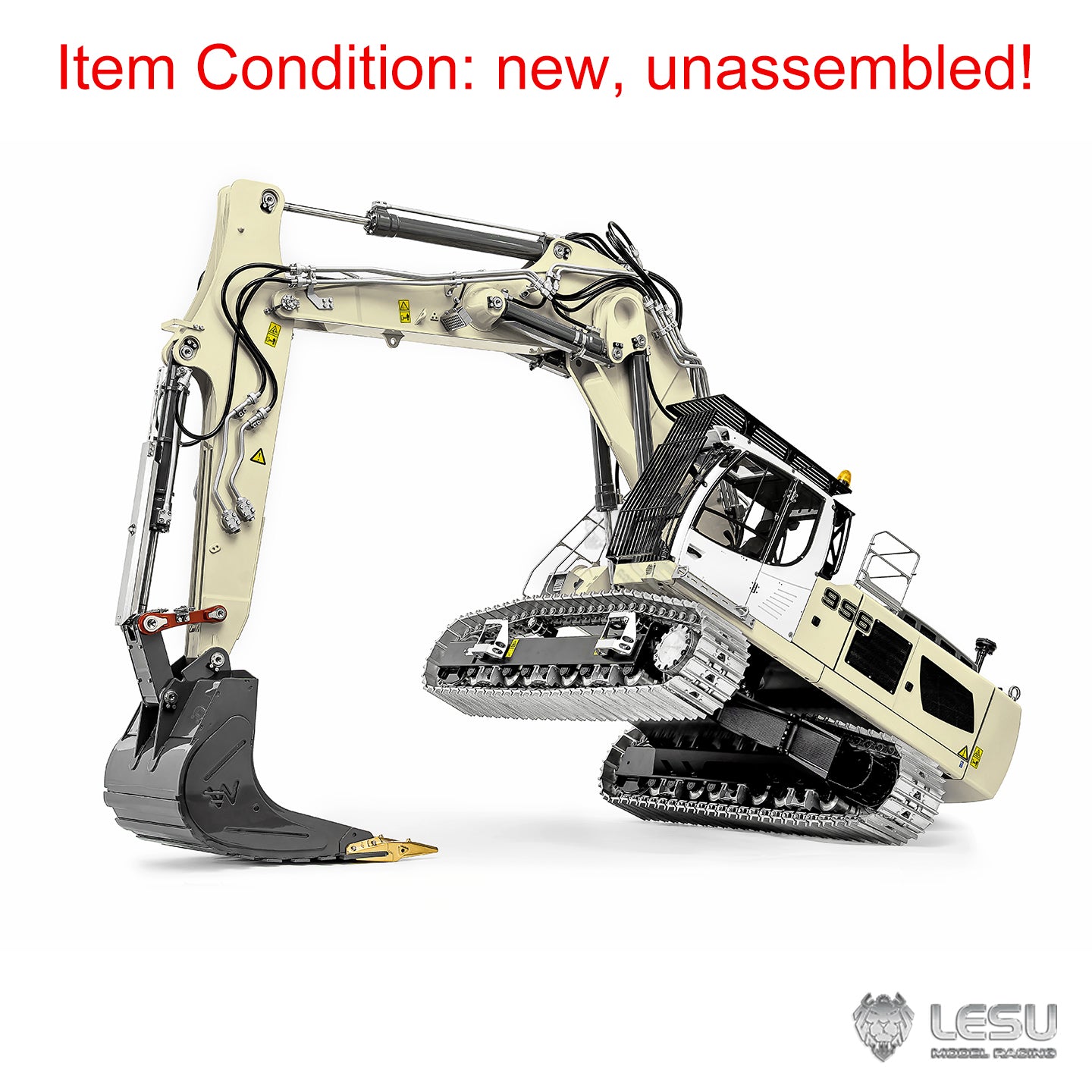 LESU 1/14 Remote Control Metal Hydraulic Excavator Aoue LR956 KIT 3 Arms RC Digger Model 7CH Valve GPS 4MPA Dual Pumps Light ESC
