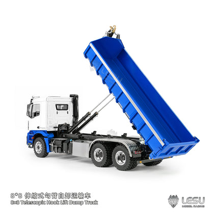 LESU Z0100/Z0092 1/14 6x6 Radio Control Metal Hydraulic Dump Truck Roll-Off RC Tipper Differential Lock Light Sound Construction Model
