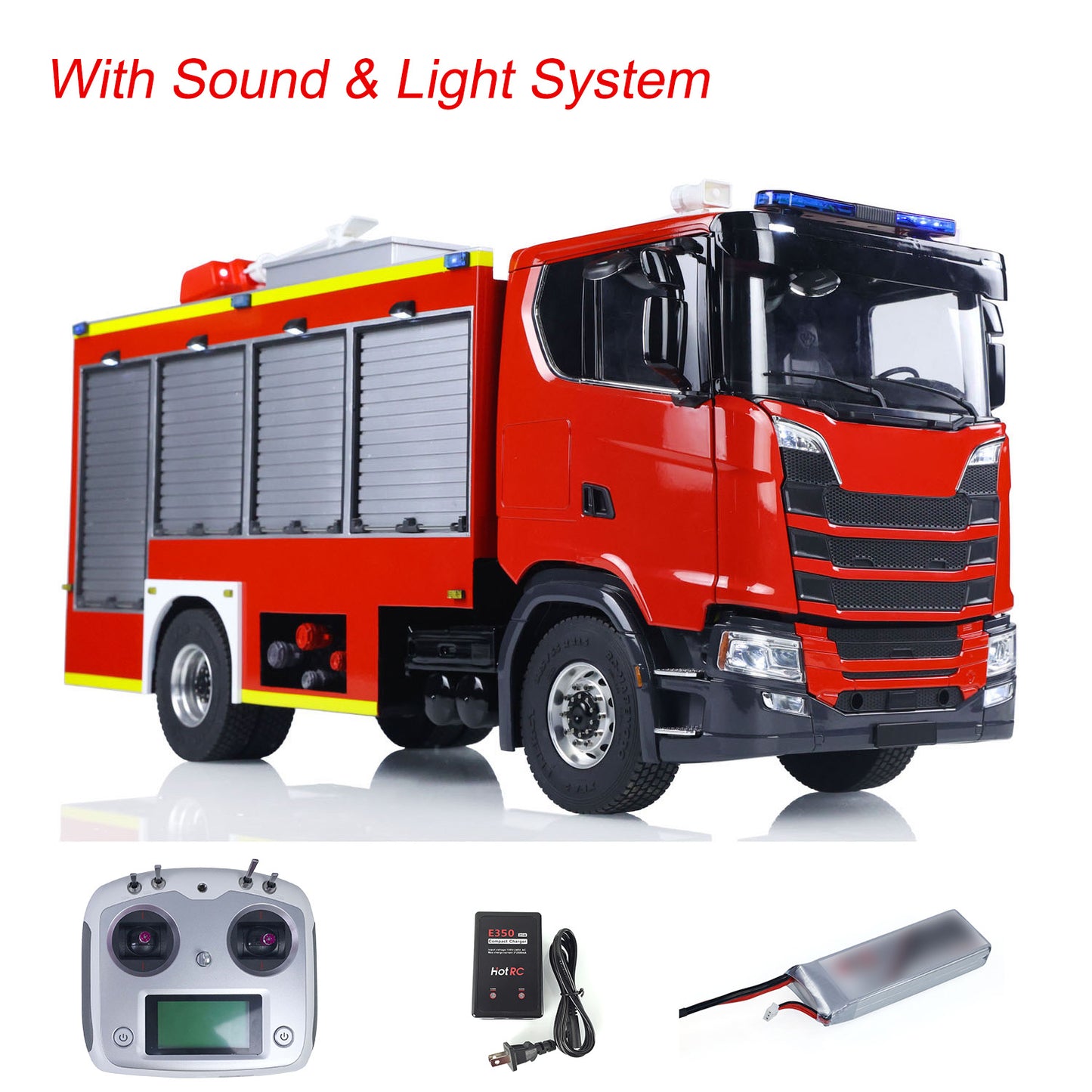 1/14 Electric Fire Truck SC 770S Remote Control Vehicle i6S Radio Metal Chassis 11.1V Battery 2Speed Gerabox Water Spraying RC Model Car