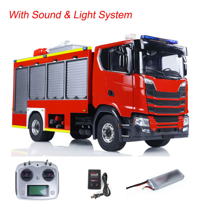 1/14 Electric Fire Truck SC 770S Remote Control Vehicle i6S Radio Metal Chassis 11.1V Battery 2Speed Gerabox Water Spraying RC Model Car