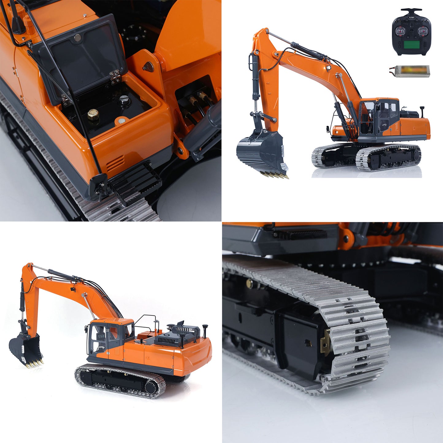 Metal LESU 1/14 Remote Control Digger Aoue DX350LC RC Hydraulic Excavator Model 3CH Valve 4MPA Pump Flysky ST8 PL18EV Lite Battery Lights