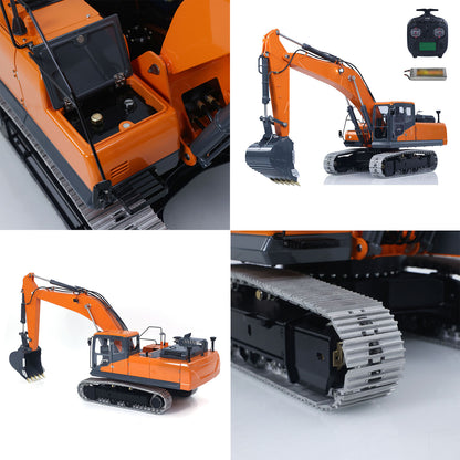 Metal LESU 1/14 Remote Control Digger Aoue DX350LC RC Hydraulic Excavator Model 3CH Valve 4MPA Pump Flysky ST8 PL18EV Lite Battery Lights