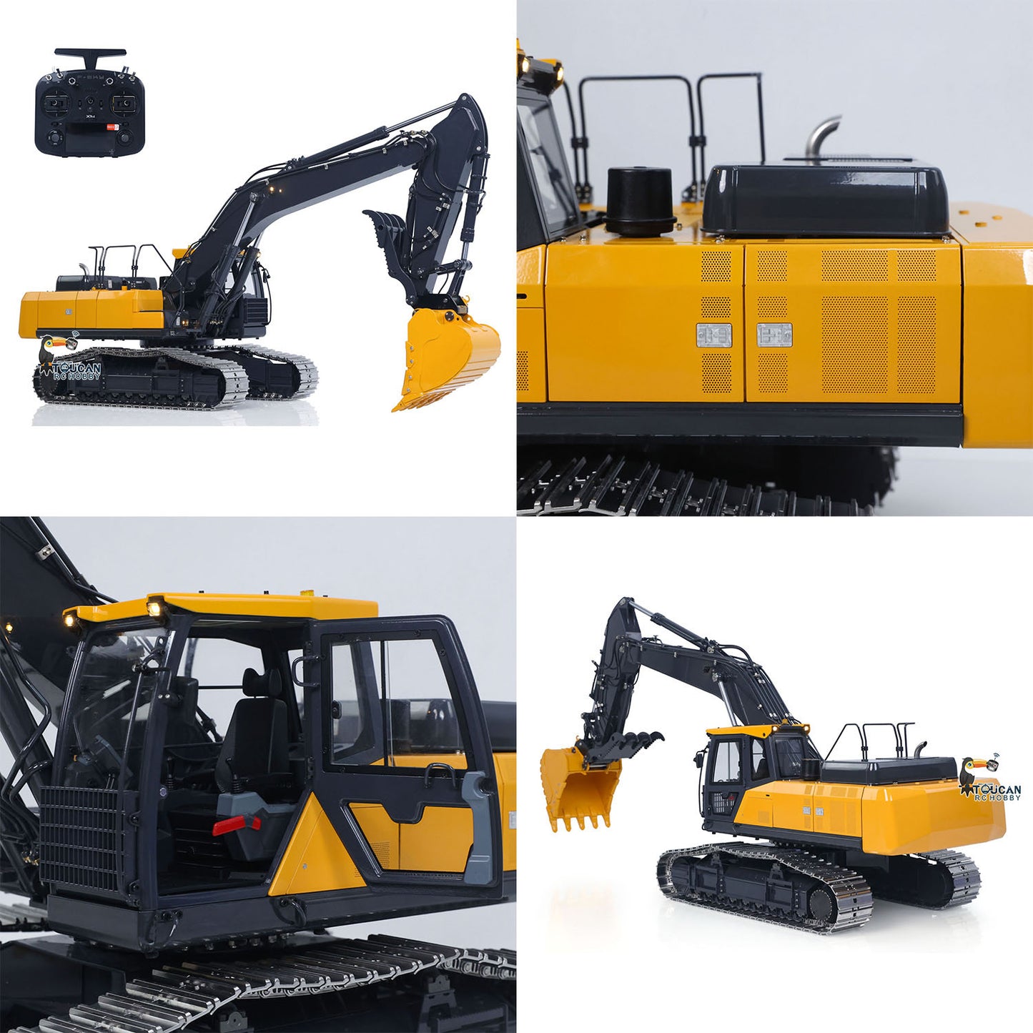 Super Frog 3 Pumps E400 Pro 6CH Valve Thumb Type 1/14 RC Hydraulic Excavator Metal Digger Frsky X14 Radio Sound