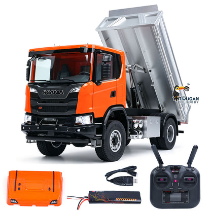 Double E 1/14 4WD Electric Lifting RC Dump Truck E022 2Speed Tipper 500G Full Metal Axle Magnetic High Roof Battery Radio Light