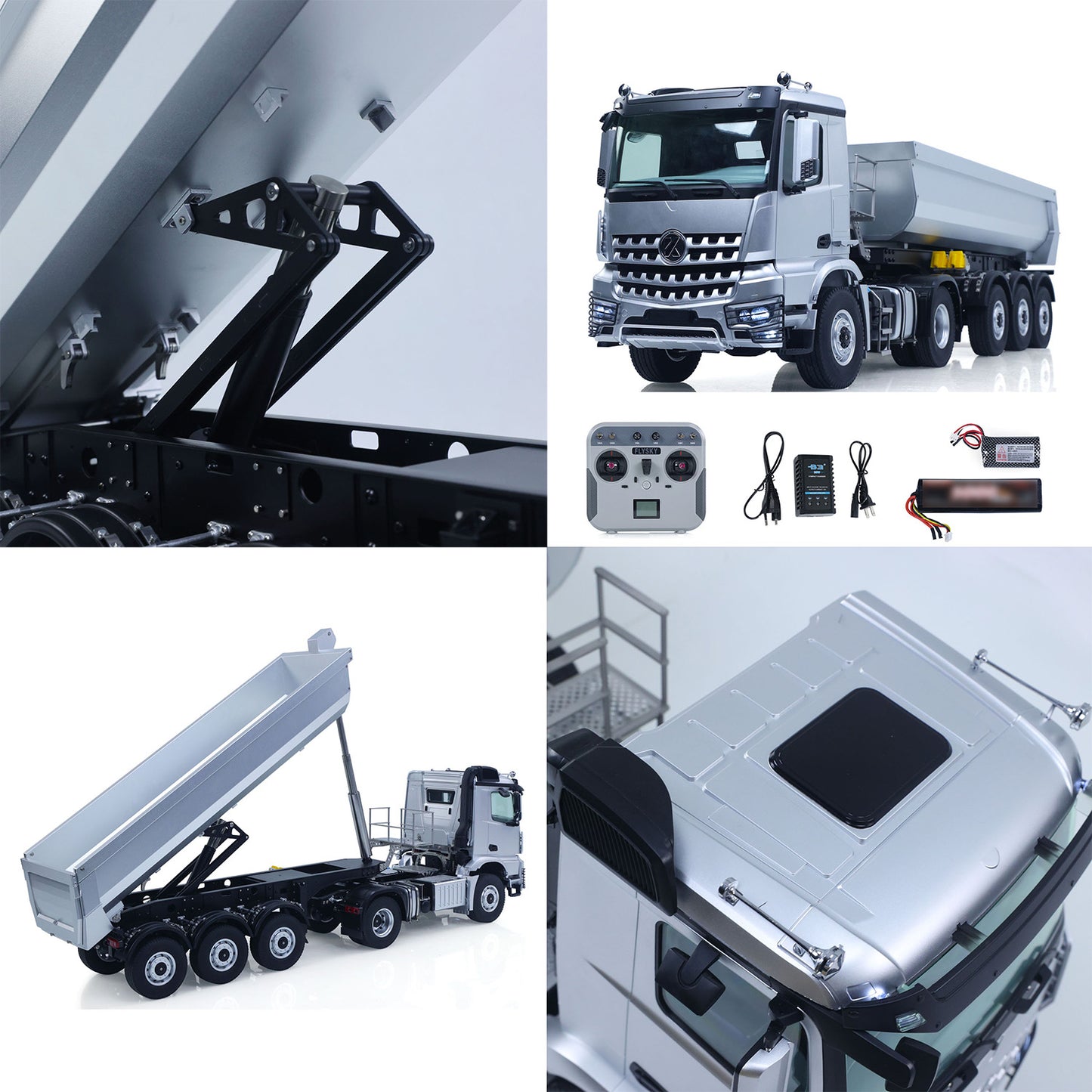 US STOCK Kabolite RTR Car 1/14 4X4 RC Tractor Truck 3Axles Electric Lifting Dump Trialer