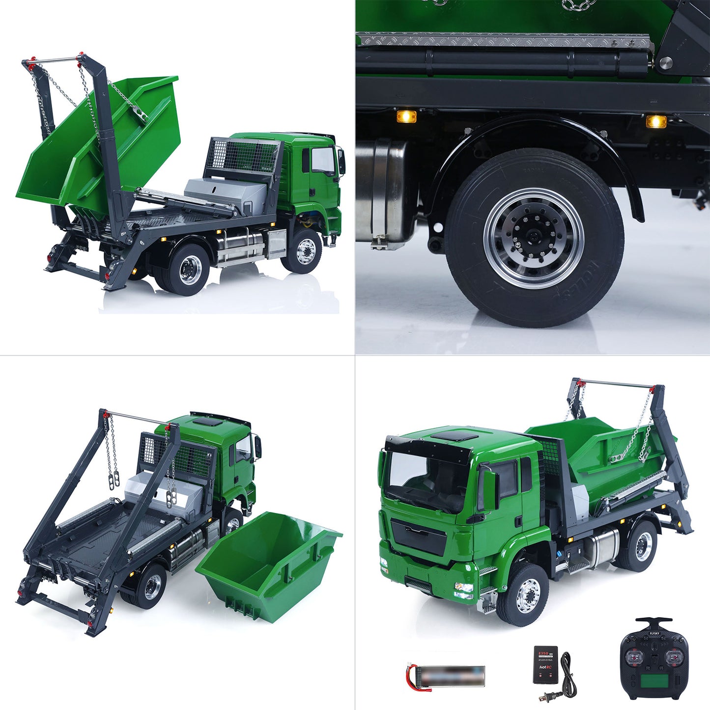 LESU 4X4 1/14 RC Hydraulic Swing Arm Garbage Truck Skip Loader TGS Paintied Car