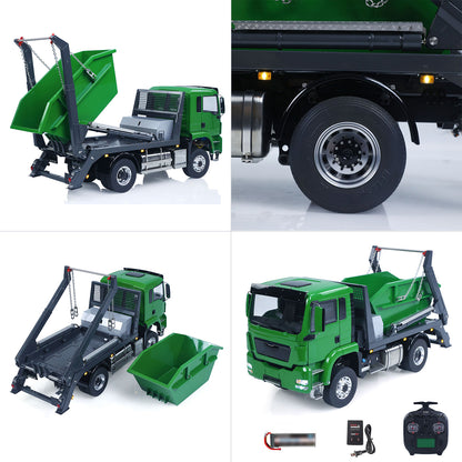 LESU 4X4 1/14 RC Hydraulic Swing Arm Garbage Truck Skip Loader TGS Paintied Car