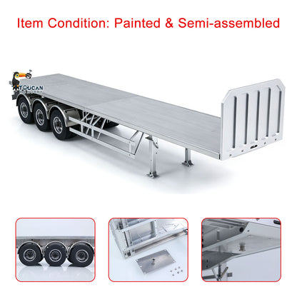 MD Metal 3Axles Flatbed Trailer Manual Support Legs for 1/14 Remote Control Tractor Truck 770S RC Digger Loader DIY Model