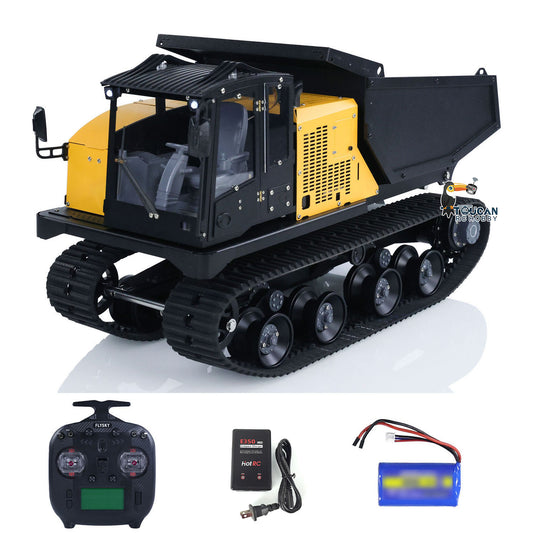 US STOCK 1/14 RC Hydraulic Crawler Dump Truck T14R Metal Tracked Tipper RTR Construction Machine Flysky ST8 Radio Light Sound Battery