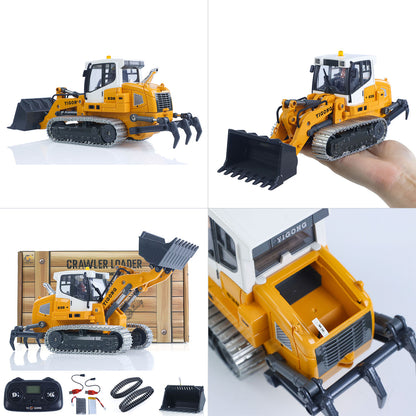 US STOCK 1:50 RC Electric Lifting Tracked Loader LR636 2.4G Construction Vehicle Metal Bucket Tracks Ripper RTR Model Light Sound Battery