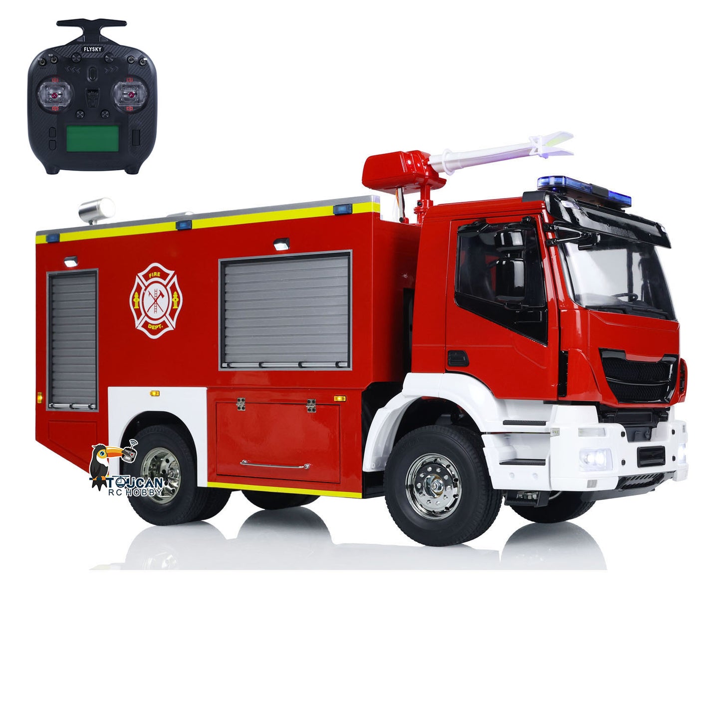 RC Fire Truck Rescue Fire 4x2 Vehicle 1:14 Light Sound 2-Speed Transmission